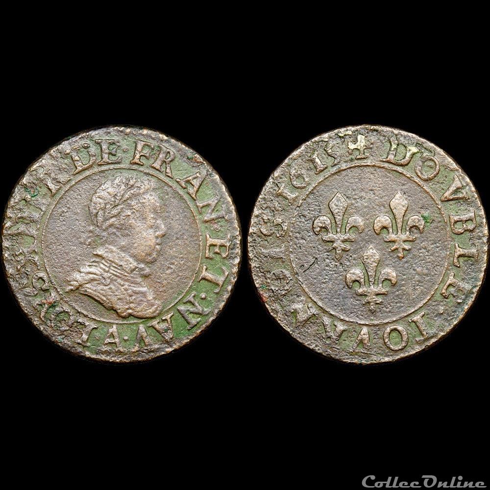 monnaie france royale cgkl 386 louis xiii double tournois 1615 a paris