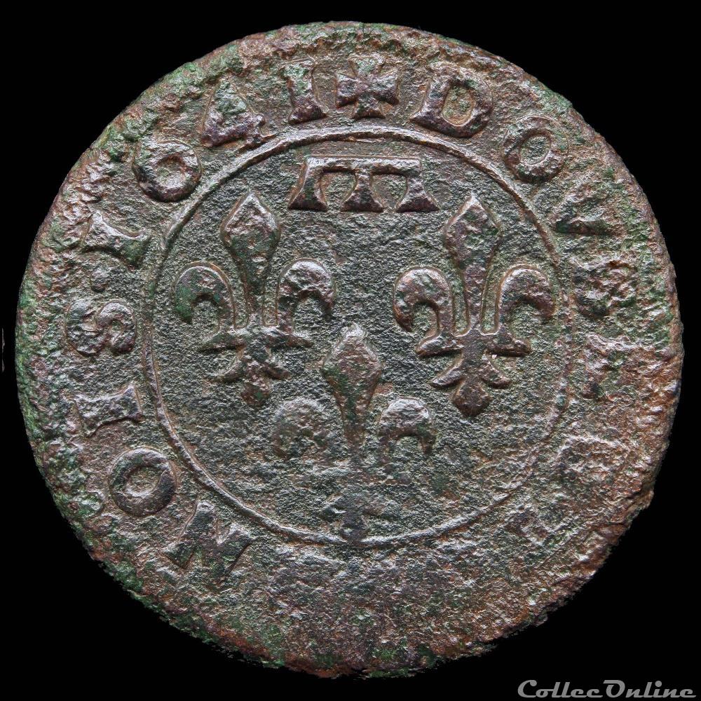 CGKL 752 - Dombes - Gaston d'Orléans (1627-1650) - Double tournois 1641 3 monnaie france feodale cgkl 752 dombes gaston orleans 1627 1650 double tournois 1641