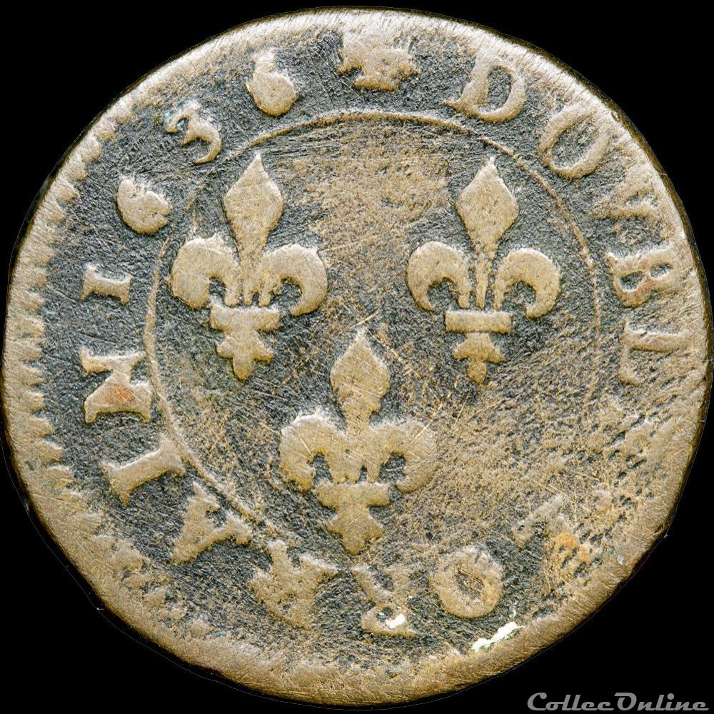 monnaie france royale cgkl 540 louis xiii double tournois 1636 stenay