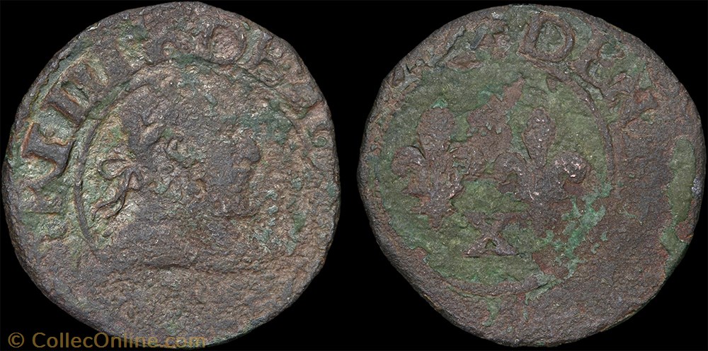 monnaie france royale cgkl 8 henri iii denier tournois 1589 x amiens