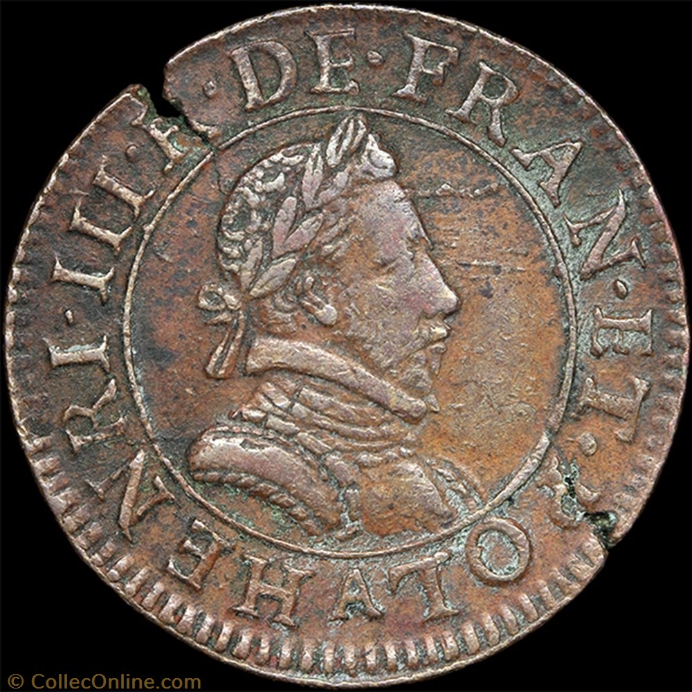monnaie france royale cgkl 84 henri iii double tournois 1587 a paris