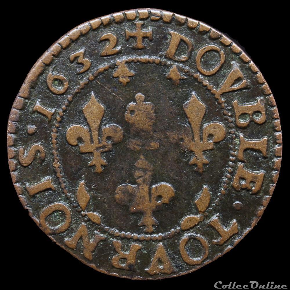 CGKL 574 - Sedan - Frédéric-Maurice de la Tour d'Auvergne (1623-1642) - Double tournois 1632 3 monnaie france feodale cgkl 574 sedan frederic maurice de la tour auvergne 1623 1642 double tournois 1632