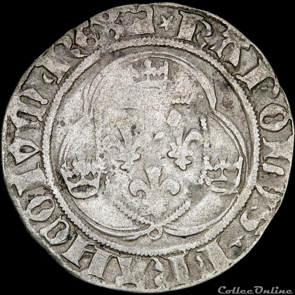 Charles VII (1422-1461) - Blanc - Dijon monnaie france royale charles vii 1422 1461 blanc dijon