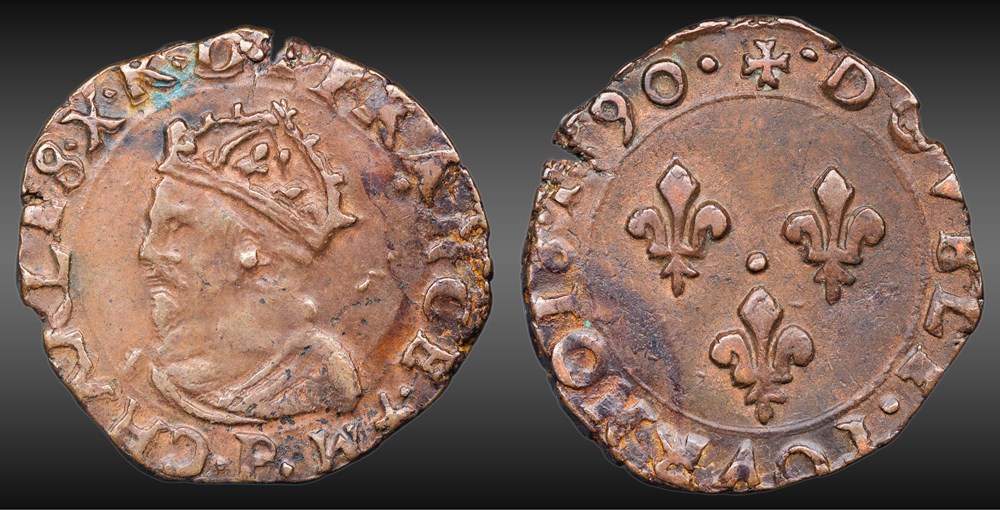monnaies europe medievale france royales cgkl 146 charles x double tournois 1590 p dijon