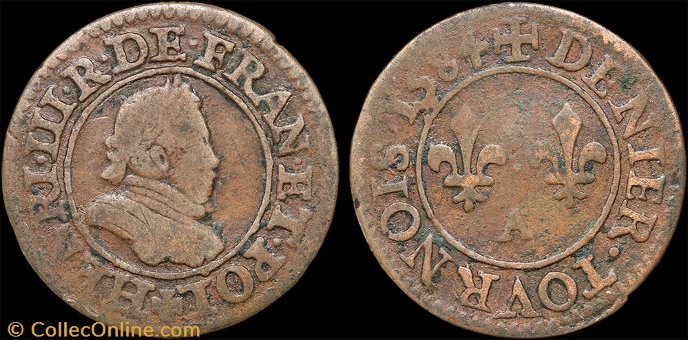 monnaie france royale cgkl 90 henri iii denier tournois 1584 a paris