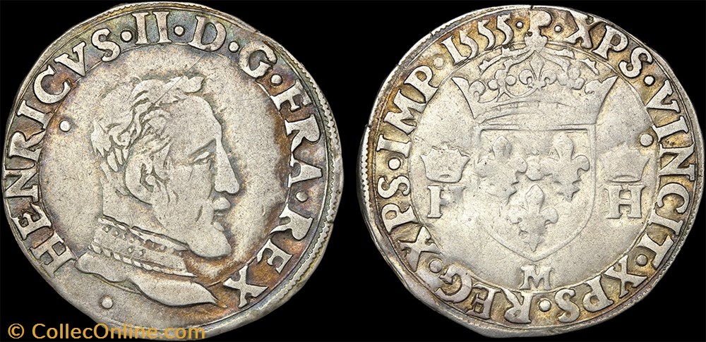 Henri II (1547-1559) - Demi-teston - 1555 M Toulouse monnaie france a royale henri ii 1547 1559 demi teston 1555 m toulouse