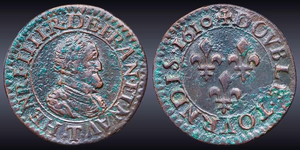 monnaies europe medievale france royales cgkl 216 henri iv double tournois 1610 t nantes
