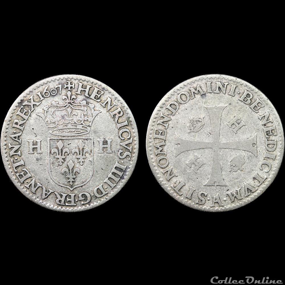 Henri IV (1589-1610) - Piéfort double du Douzain aux deux H - 1607 A 3 monnaie france royale henri iv 1589 1610 piefort double du douzain aux deux h 1607 a