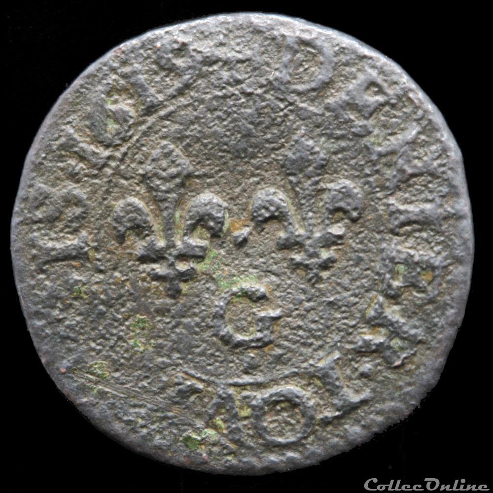CGKL 416 - Louis XIII - Denier tournois 1619 G Poitiers 3 monnaie france royale cgkl 416 louis xiii denier tournois 1619 g poitiers