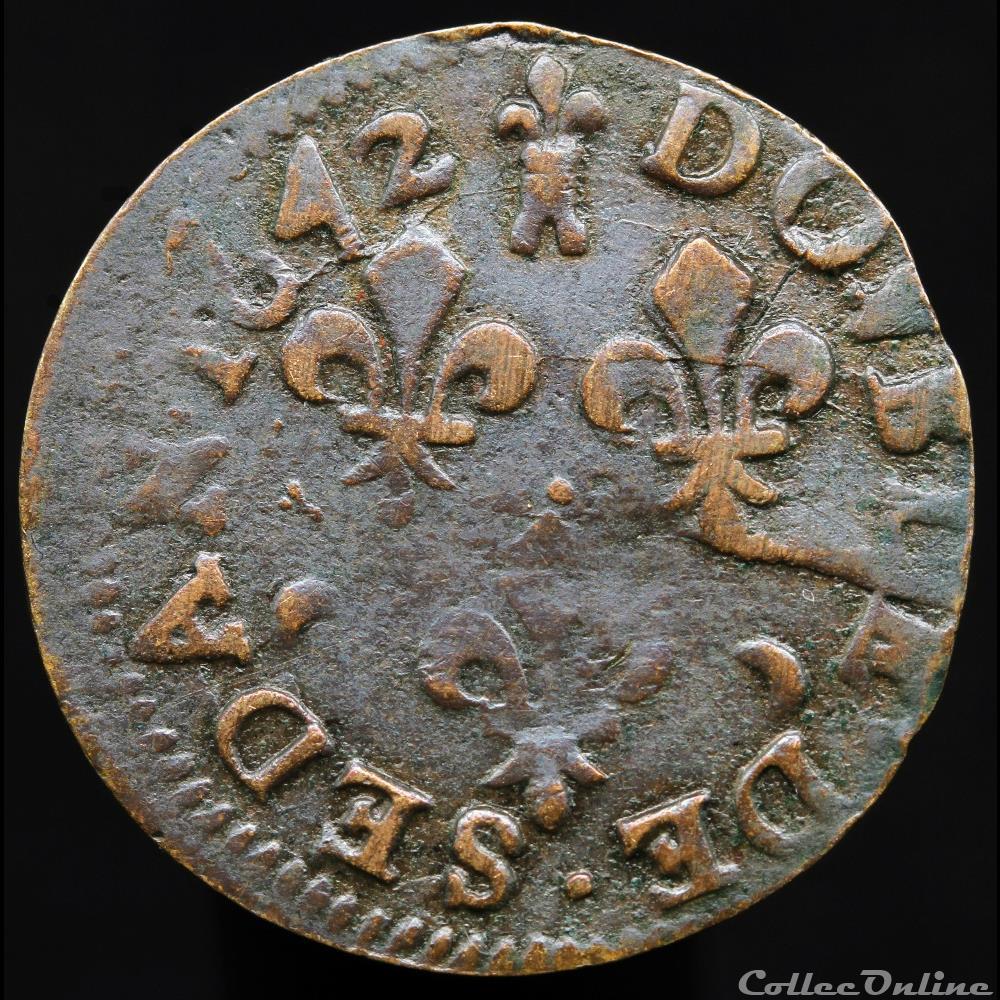 CGKL 582.B - Sedan - Frédéric-Maurice de la Tour d'Auvergne (1623-1642) - Double tournois 1642 3 monnaie france feodale cgkl 582 b sedan frederic maurice de la tour auvergne 1623 1642 double tournois 1642
