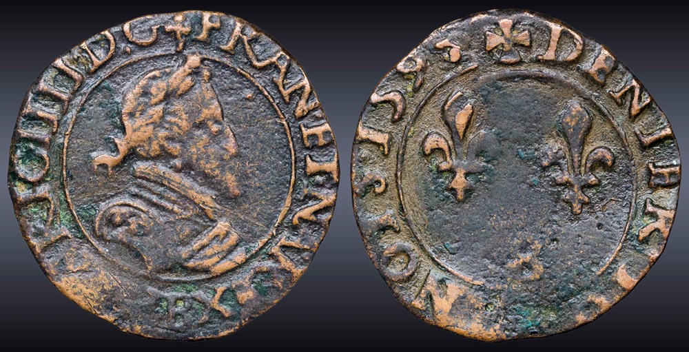 CGKL 186 - Henri IV - Denier tournois 1593 B Dieppe monnaies europe medievale a france royales cgkl 186 henri iv denier tournois 1593 b dieppe