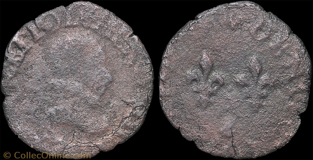 CGKL 136 - Henri III - Denier tournois date illisible S Troyes monnaie france royale cgkl 136 henri iii denier tournois date illisible s troyes