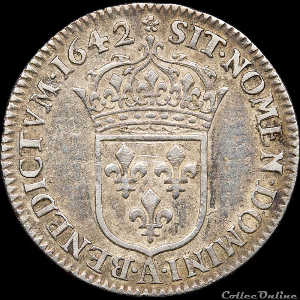 monnaie france royale louis xiii 1610 1643 douzieme ecu 1642 a paris