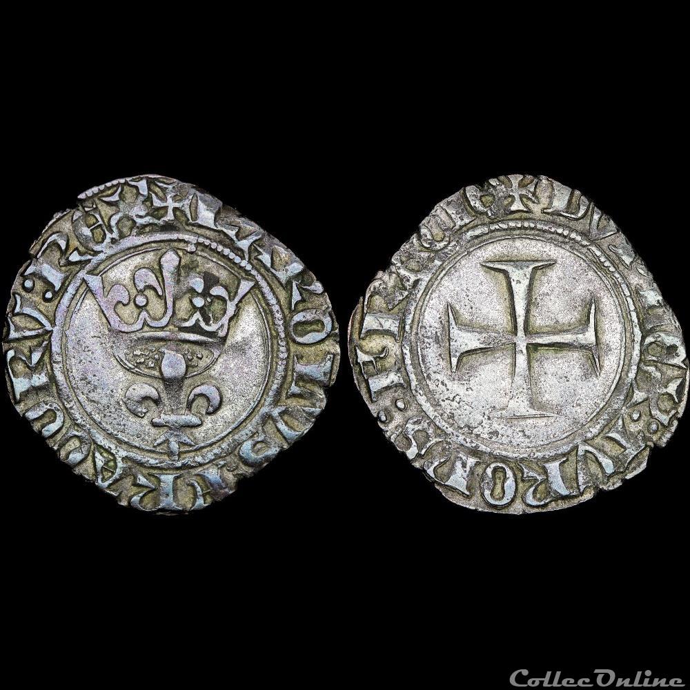Charles VI (1380-1422) - Double tournois - Paris 3 monnaie france royale charles vi 1380 1422 double tournois paris