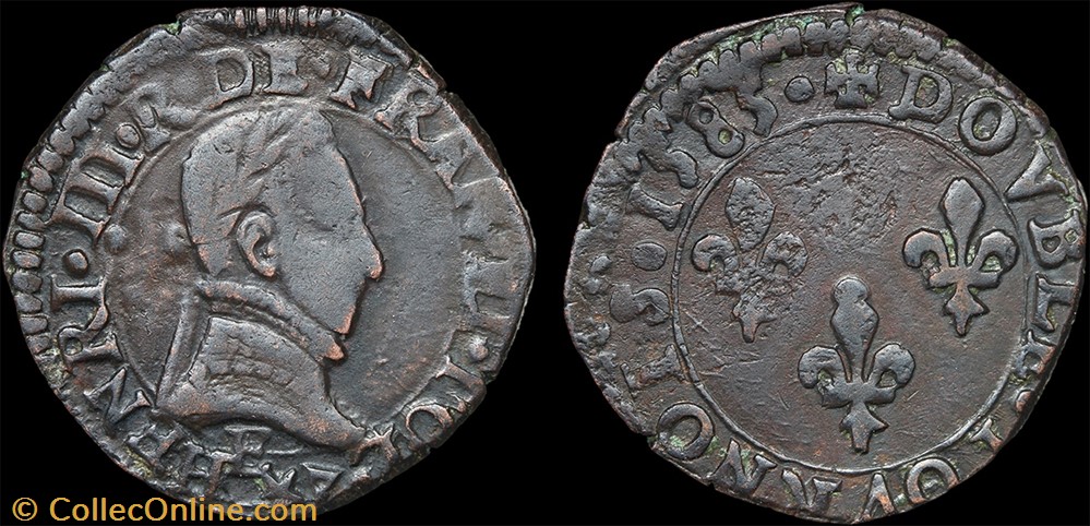 monnaie france a royale cgkl 128 henri iii double tournois 1585 e tours