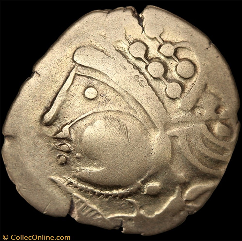 Aulerques Eburovices - Hémistatère au sanglier et à l'annelet pointé 2 monnaie antique av jc ap gauloise aulerques eburovices hemistatere au sanglier et a annelet pointe