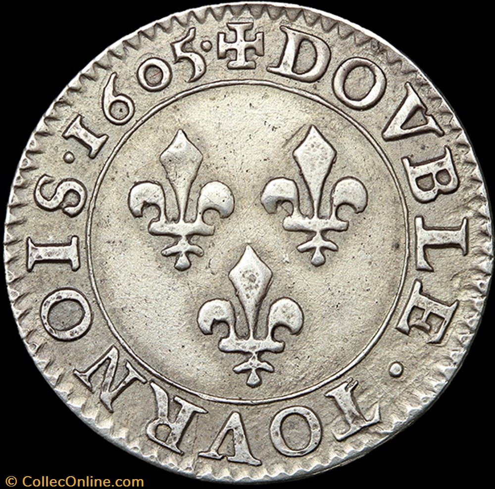 CGKL 222 - Henri IV - Essai en argent du double tournois 1605 A Paris 3 monnaie france royale cgkl 222 henri iv essai en argent du double tournois 1605 a paris