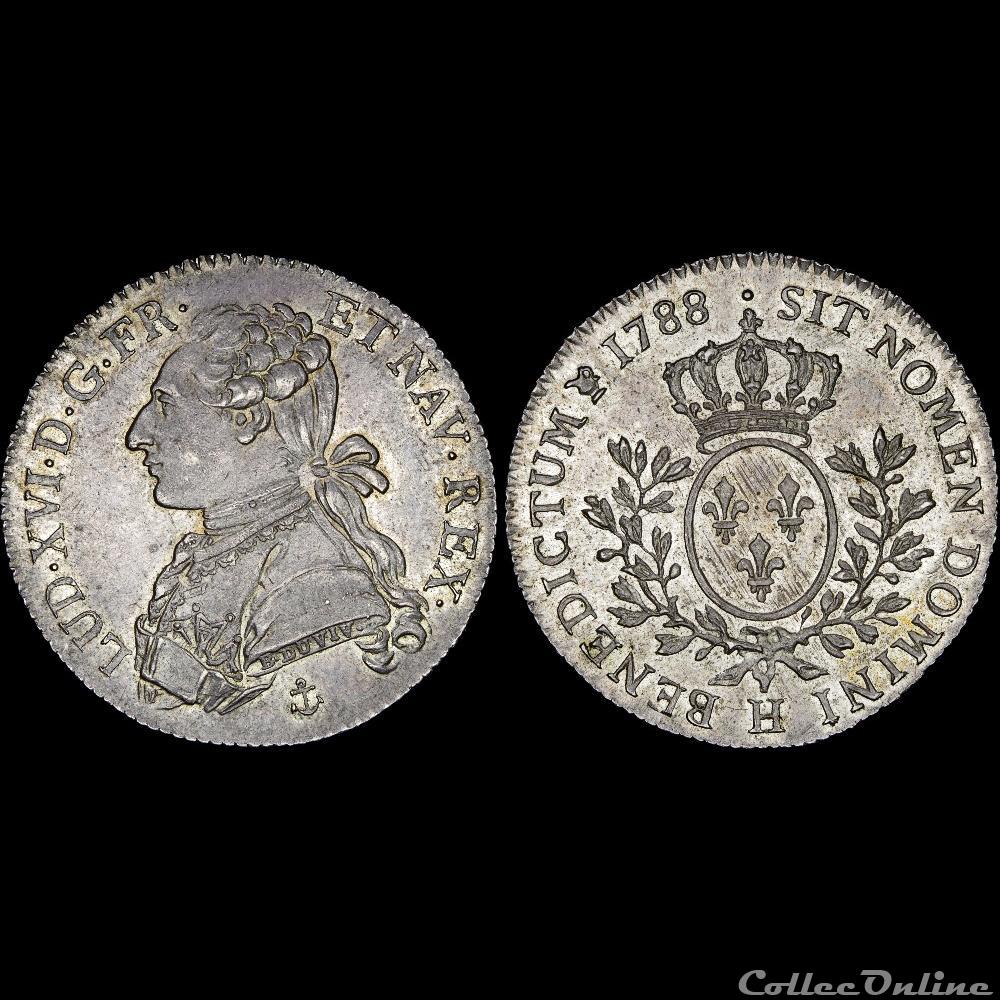 monnaie france royale louis xvi 1774 1793 cinquieme ecu 1788 h la rochelle