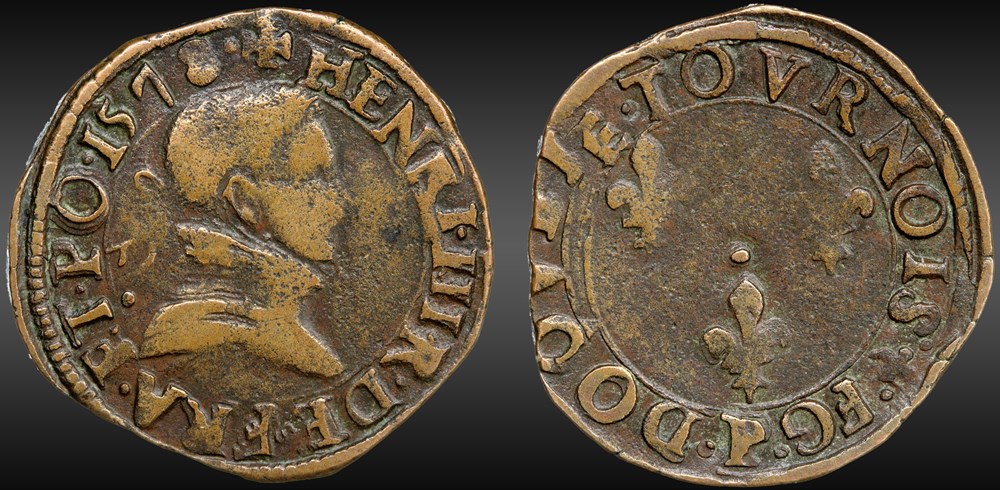 monnaies france a royales cgkl 40 henri iii double tournois 1578 p dijon