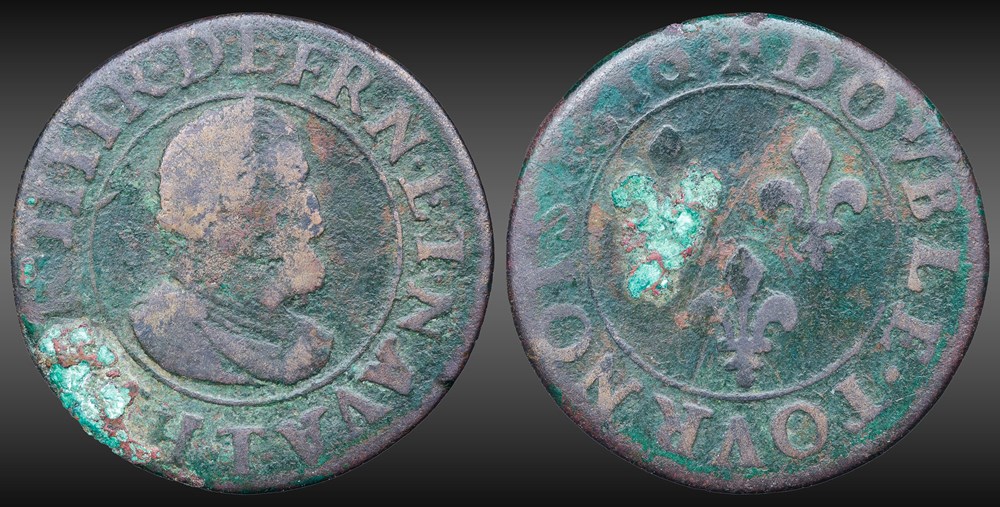 monnaies europe medievale france royales cgkl 216 henri iv double tournois 1610 1611 t nantes