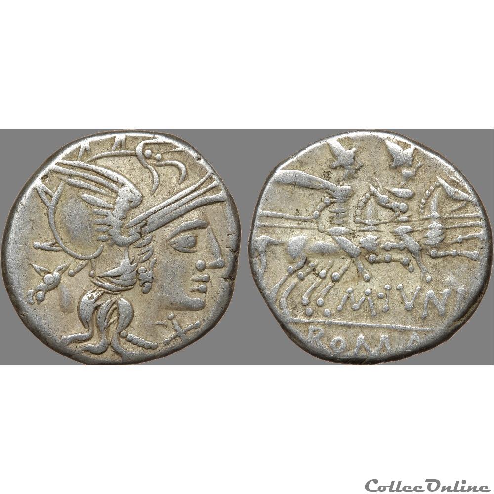 Gens Junia - Denier - Marcus Junius Silanus (c.174 av. J.C) 3 monnaie antique romaine gens junia denier marcus junius silanus c 174 av j c