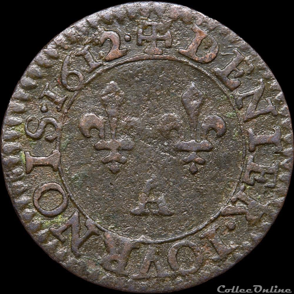 monnaie france royale cgkl 400 louis xiii denier tournois 1612 a paris