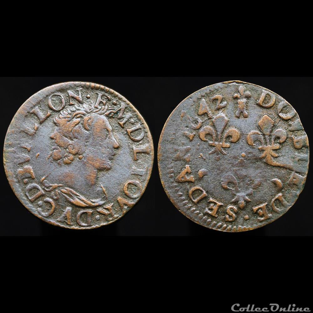 CGKL 582.B - Sedan - Frédéric-Maurice de la Tour d'Auvergne (1623-1642) - Double tournois 1642 2 monnaie france feodale cgkl 582 b sedan frederic maurice de la tour auvergne 1623 1642 double tournois 1642