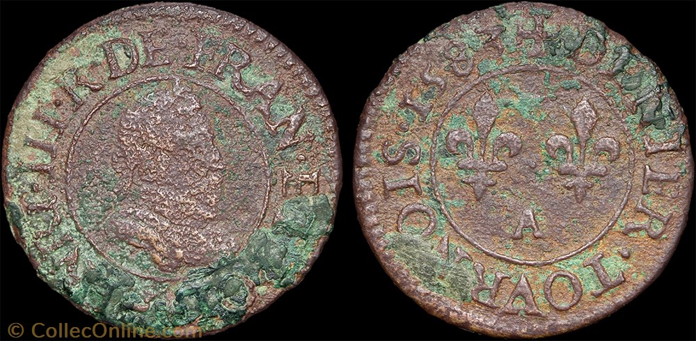 monnaie france royale cgkl 90 henri iii denier tournois 1583 a paris