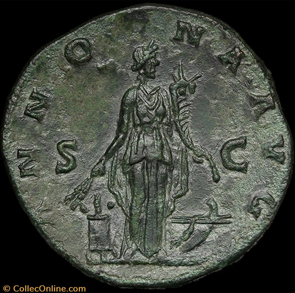 Antonin - ANNONA AVG / SC - Sesterce 3 monnaie antique jc ap romaine antonin annona avg sc sesterce