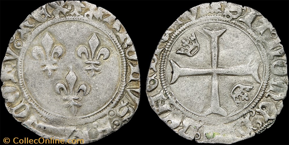 Charles VII (1422-1461) - Petit blanc "aux trois lis" - Crémieu monnaie france royale charles vii 1422 1461 petit blanc aux trois lis cremieu