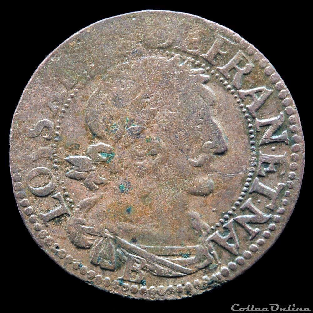 monnaie france royale cgkl 432 louis xiii double tournois 1638 b rouen