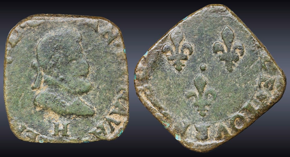 monnaies europe medievale france royales cgkl 190 henri iv double tournois la rochelle