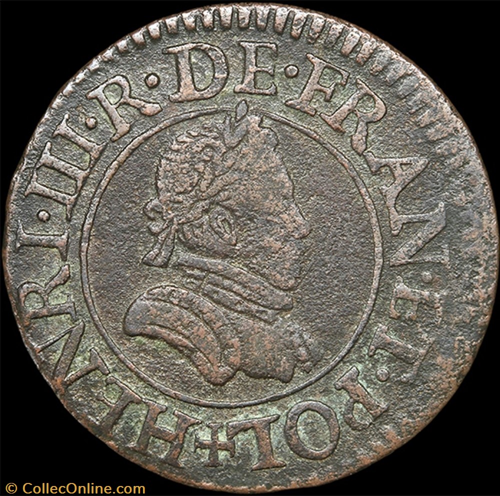 monnaie france royale cgkl 90 henri iii denier tournois 1582 a paris