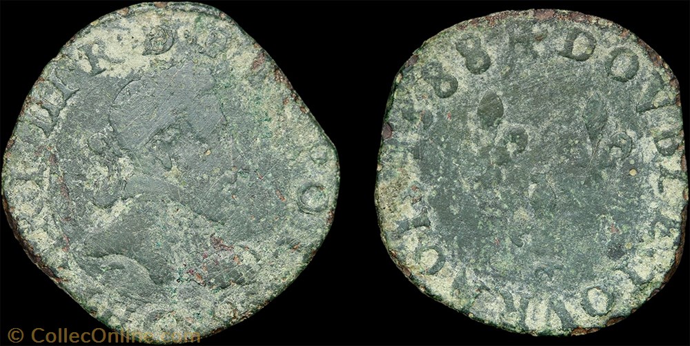 CGKL 96 - Henri III - Double tournois 1588 G Poitiers monnaie france a royale cgkl 96 henri iii double tournois 1588 g poitiers