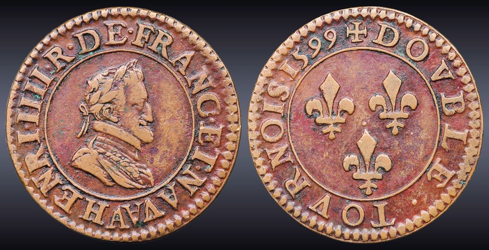 monnaies europe medievale france royales cgkl 222 henri iv double tournois 1599 a paris