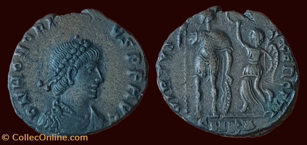 D N HONORIVS P F AVG / VIRTVS EXERCIT monnaies antiques romaines imperiales et republicaines d n honorivs p f avg virtvs exercit