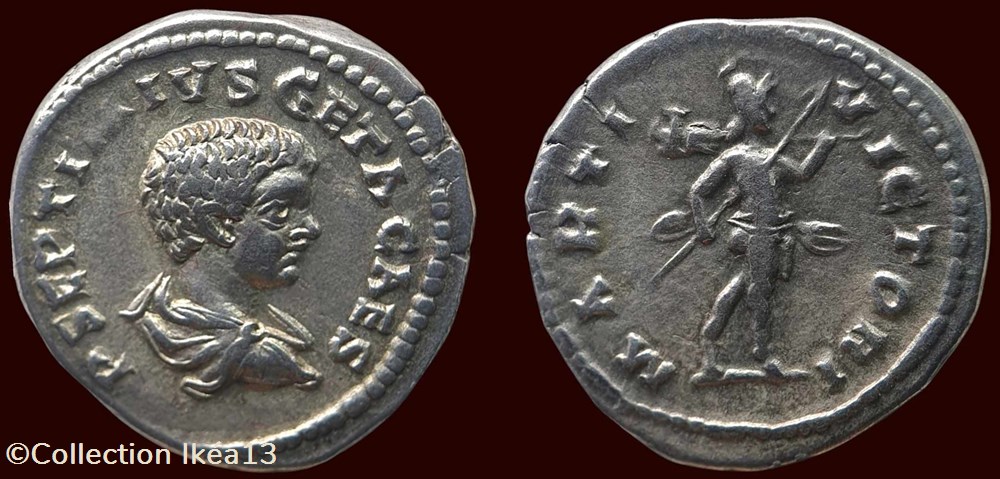 P SEPTIMIVS GETA CAES / MARTI VICTORI monnaies antiques romaines imperiales republicaines p septimivs geta caes marti victori
