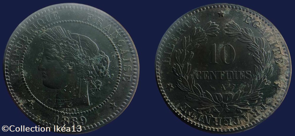 10 centimes Cérès-1889 monnaies monde france 10 centimes ceres 1889
