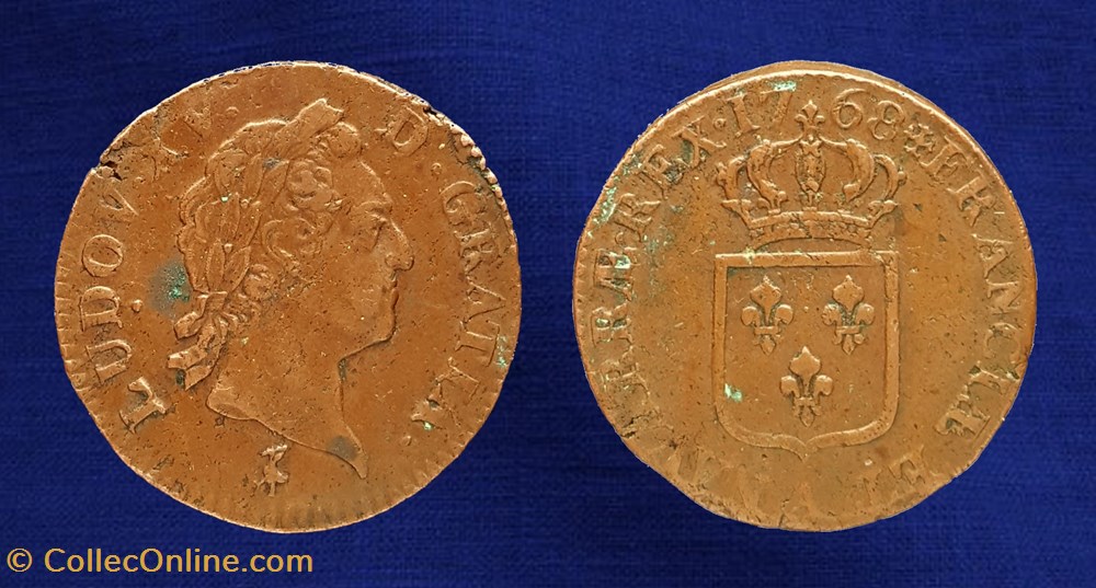 LOUIS XV DIT LE BIEN AIMÉ Sol dit "à la vieille tête" 1768 Paris monnaies france royales louis xv dit le bien aime sol dit a la vieille tete 1768 paris