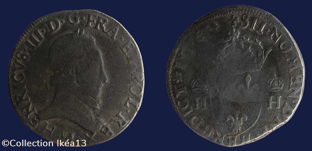 HENRICVS. III. D. G. FRAN. ET. POL. REX /+ SIT. NOMEN. DNI (MG) BENEDICT * 1576 monnaies europe medievale france royales henricvs iii d g fran et pol rex sit nomen dni mg benedict 1576