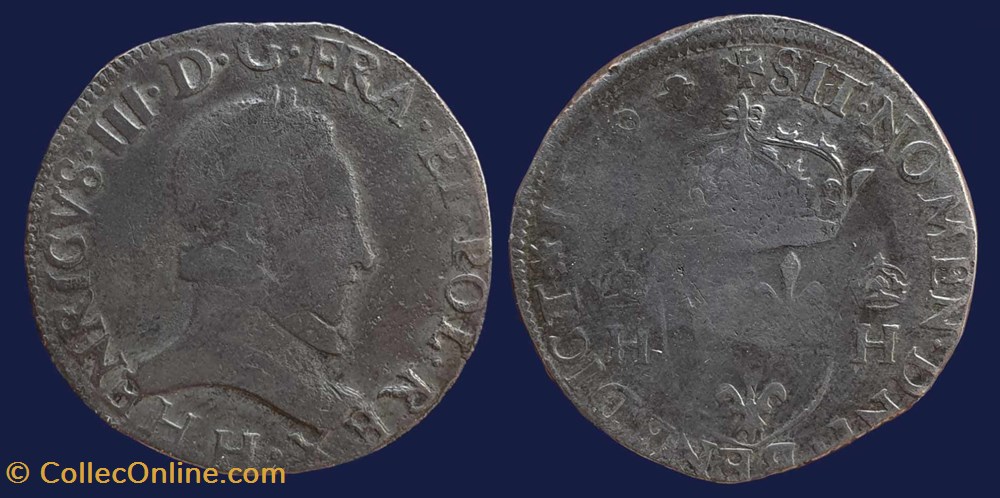 HENRICVS. III. D. G. FRAN. ET. POL. REX /+ SIT. NOMEN. DNI (MG) BENEDICT * 1576 monnaies europe medievale france royales henricvs iii d g fran et pol rex sit nomen dni mg benedict 1576