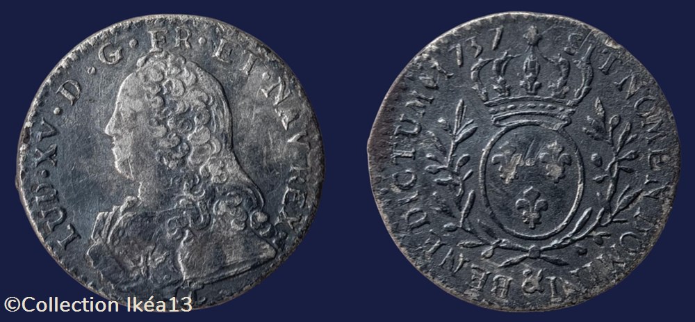 LOUIS XV DIT LE BIEN AIMÉ Dixième d'écu dit "aux branches d'olivier" monnaies europe medievale france royales louis xv dit le bien aime dixieme ecu dit aux branches olivier