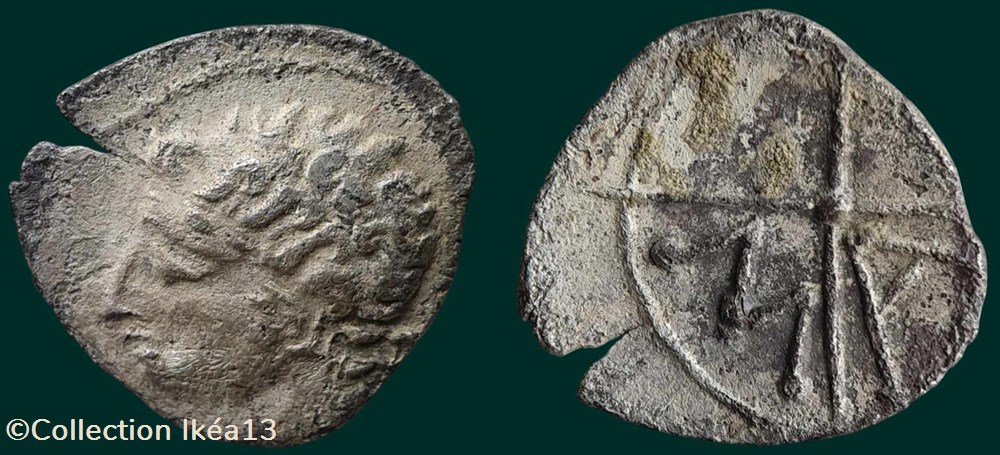 Obole aux T derrière la nuque monnaies antiques celtes obole aux t derriere la nuque