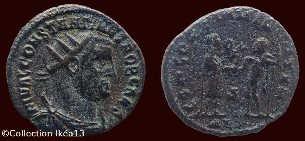 FL VAL CONSTANTINVS NOB CAES / CONCORDIA MILITVM monnaies antiques romaines imperiales et republicaines fl val constantinvs nob caes concordia militvm