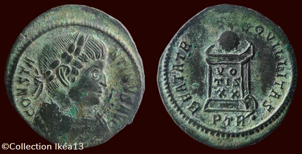 CONSTANTINVS AVG / BEATA TRANQVILLITAS / VO / TIS / XX monnaies antiques romaines imperiales et republicaines constantinvs avg beata tranqvillitas vo tis xx