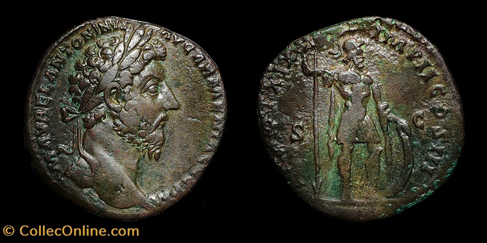M AVREL ANTONINVS AVG ARMENIACVS P M / TR POT XIX IMP II COS III / S|C 2 monnaies antiques romaines imperiales et republicaines m avrel antoninvs avg armeniacvs p m tr pot xix imp ii cos iii s c