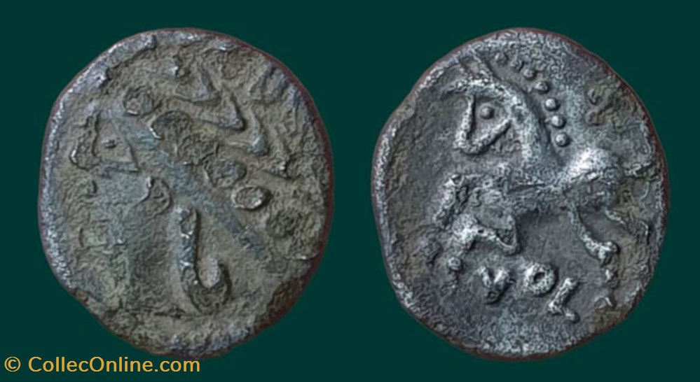 Denier VOL au cheval galopant et au “caducée” monnaies antiques celtes denier vol au cheval galopant et au caducee