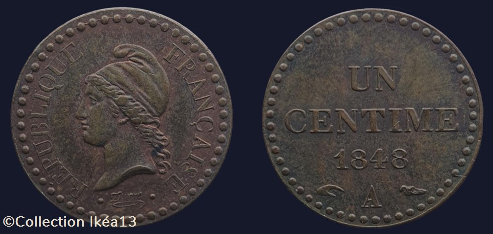Un centime Dupré, IIe République monnaies monde france un centime dupre iie republique
