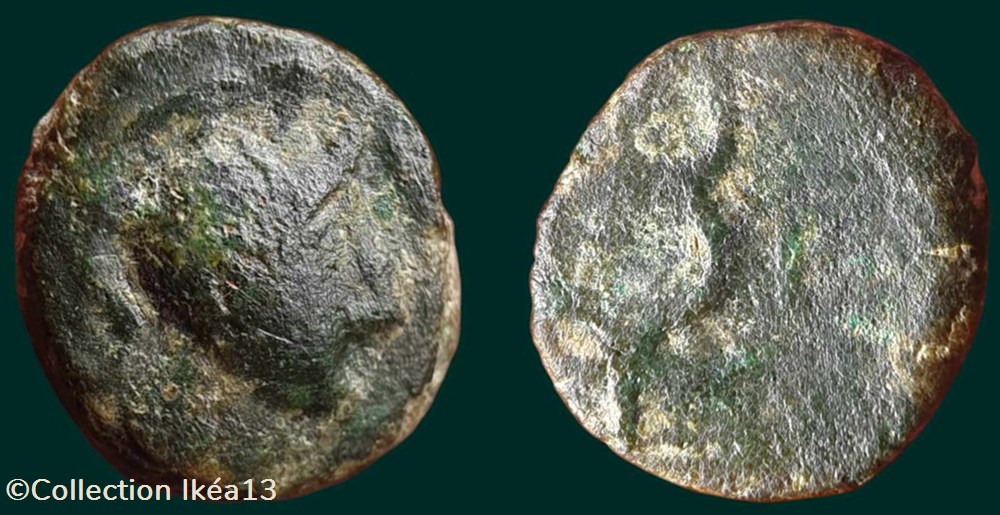 Petit bronze tardif au caducée, Ε - PBM-75-3 monnaies antiques celtes petit bronze tardif au caducee pbm 75 3