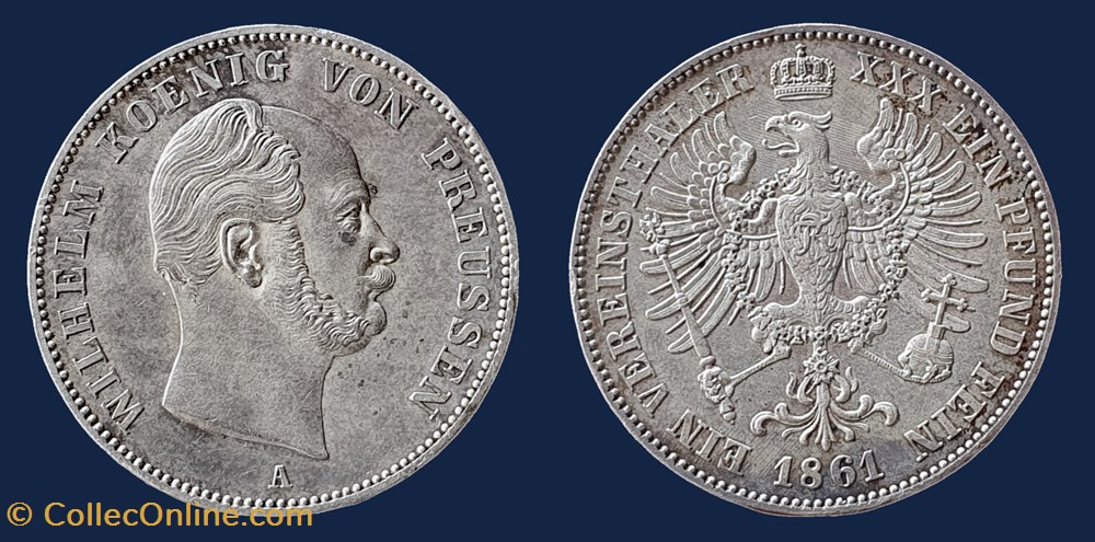 PRUSSE Guillaume Ier roi de Prusse monnaies monde allemagne prusse guillaume ier roi de prusse